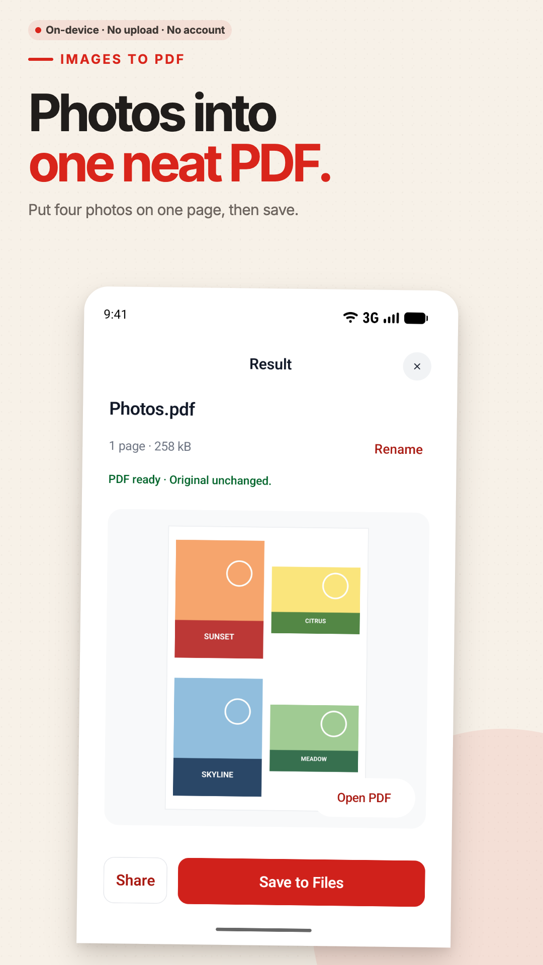 English Google Play listing image showing four photos on one PDF page