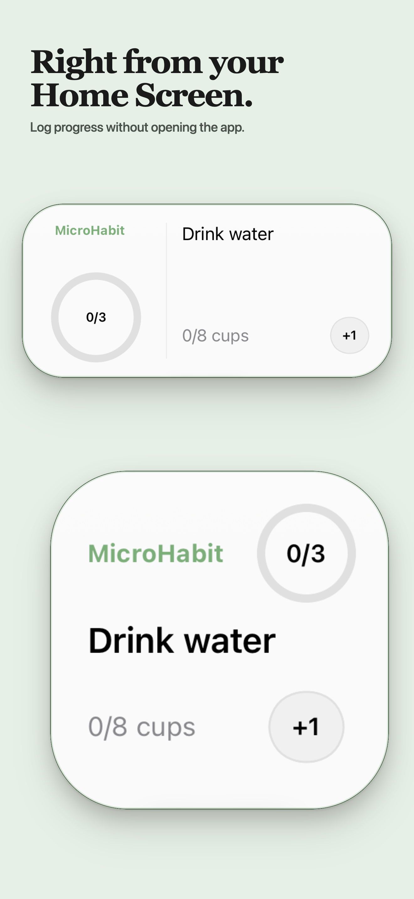 MicroHabit Home Screen widget for logging habit progress